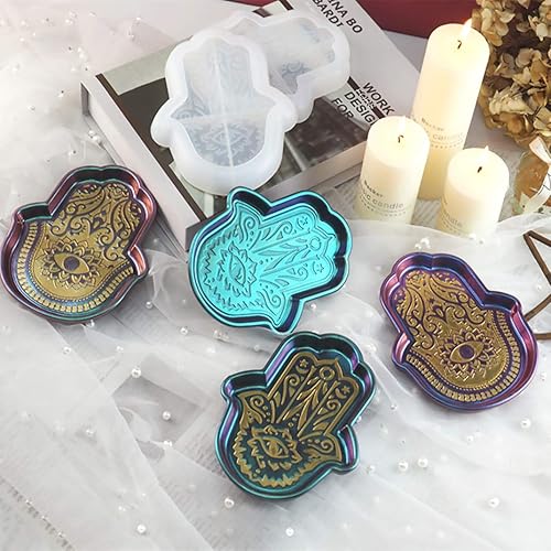 Miniatura 5 de iSuperb 2 moldes de resina de mano Hamsa, moldes de bandeja de almacenamiento de Fátima, moldes de silicona para moldes de fundición epoxi para