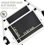 KINGRACK 4 Step Ladder, Folding Step Ladder, Kitchen Ladder with Anti-Slip and Wide Pedal, Small Step Stool with Handrails, Lightweight Portable Stepladder for Home Kitchen Household, White