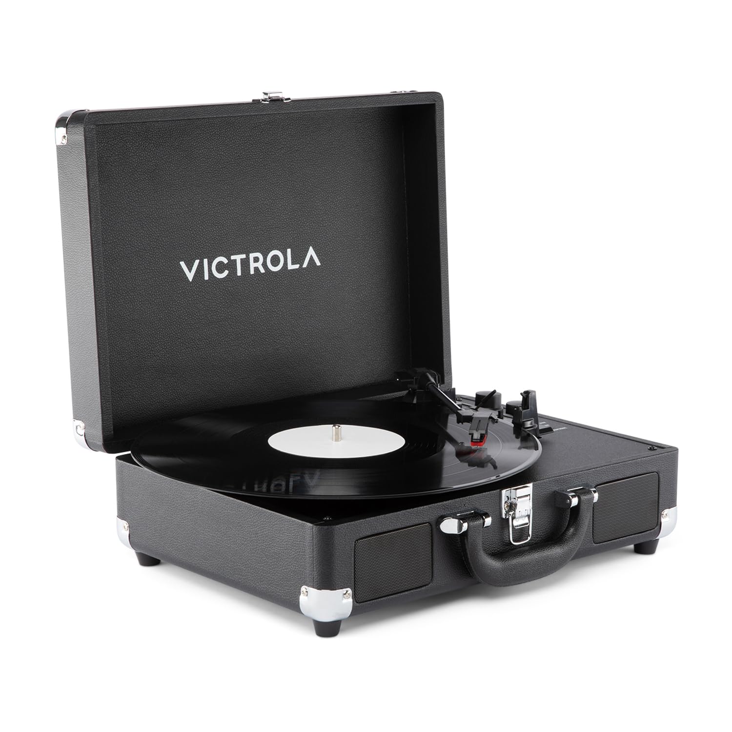 Victrola Journey II (Modello 2025) – Giradischi Bluetooth a Valigia 3 Velocità con Altoparlanti Stereo Integrati e Bassi Potenziati, Bluetooth Bidirezionale, Uscite RCA e Cuffie (Nero)