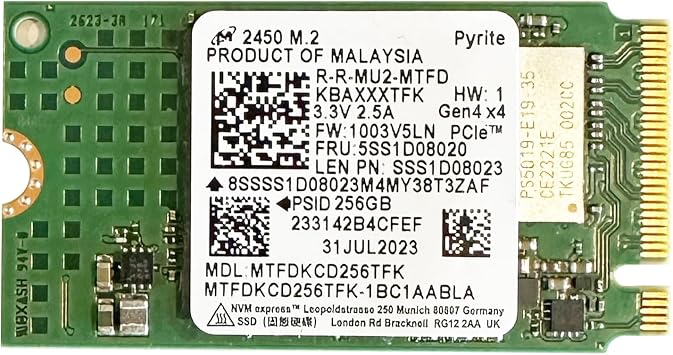 Oemgenuine OEM 256GB M.2 PCI-e GEN 4X4 NVME SSD Internal Solid State Drive 42mm 2242 Form Factor M Key