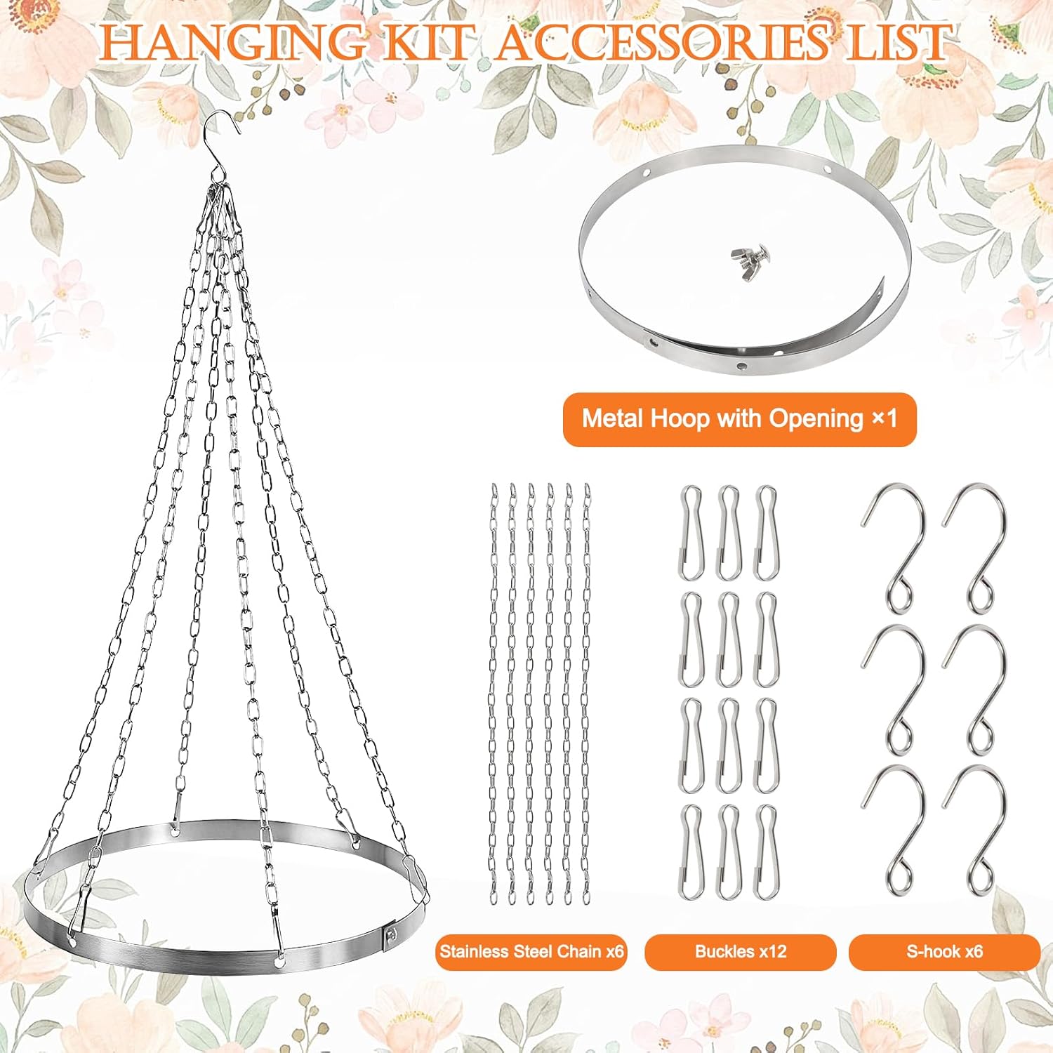 12in × 12in Ceiling Drapes Hanging Kit for 6 Panels Ceiling Drapes Silver Metal Ceiling Hanging Hook for Draping Fabric Ring Hardware Kit for Prom Party Wedding Ceremony Studio Decorations