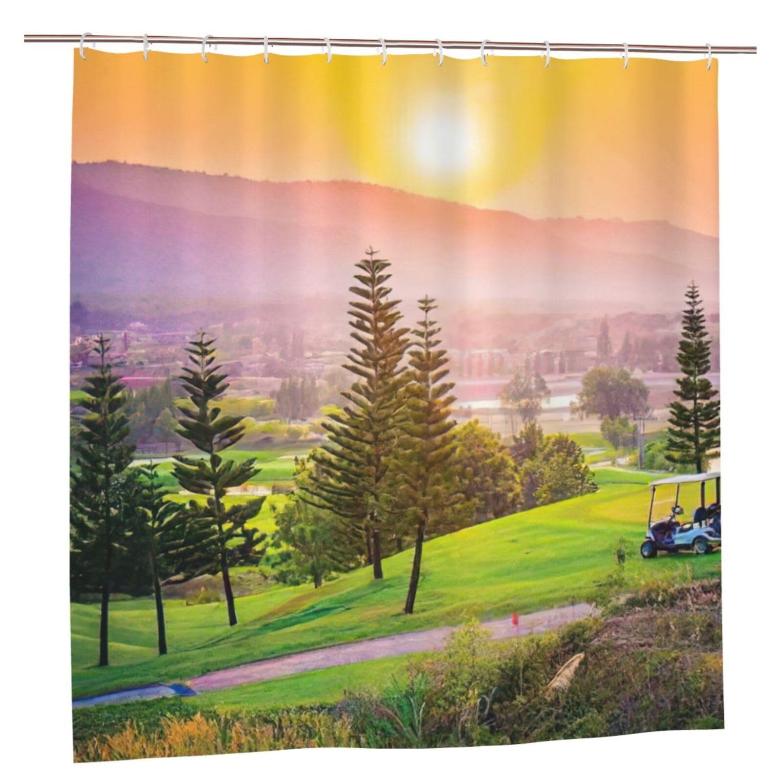Rideau de douche golf 183x183 cm en polyester imprimé avec oeillets