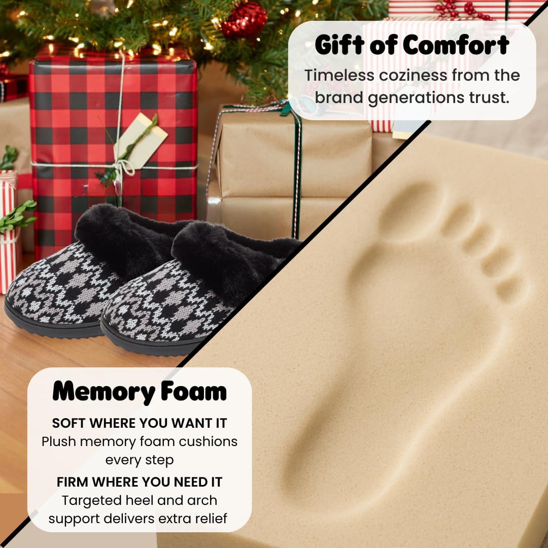 Dearfoams Women's Memory Foam Cozy Soft House Slippers Gifts for Women Hannah Knit Clog House Shoes - Image 4