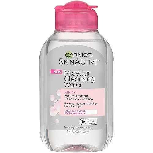 Miniatura 2 de Garnier Skin Active Agua limpiadora micelar, todo en 1, para todo tipo de piel, tamaño de viaje, 3.4 onzas, (paquete de 4)