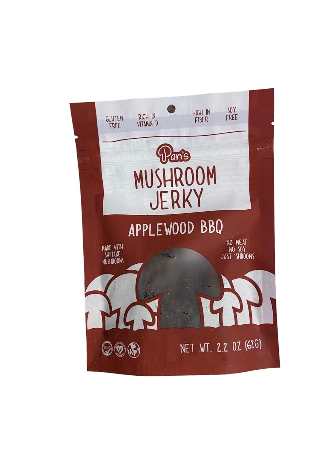 Pan’s Mushroom Jerky Applewood BBQ. Gluten Free. High Fiber. No Meat. Vegan. Versatile. Soy Free – 2.2 Oz (pack of 2)