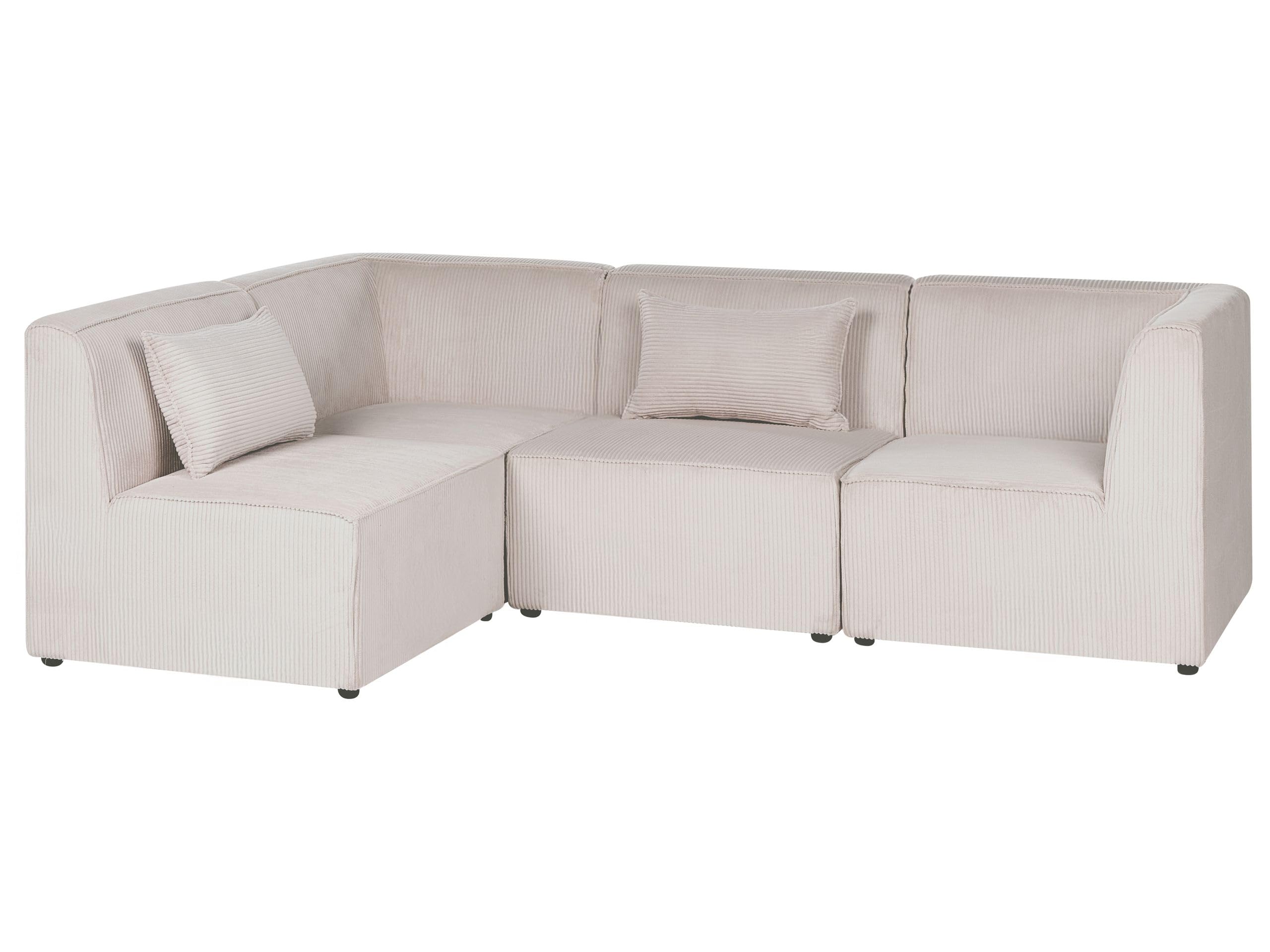 Sofa narożnik prawostronny modułowa 4-osobowa kanapa sztruksowa beżowy Lemvig