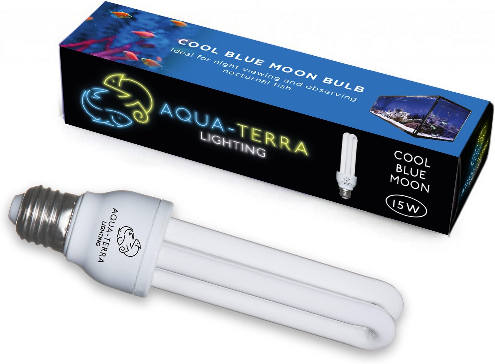 15W Cool Blue Moon Replacement Bulb for The Fish Pod 48/64 and 120 Litre Aquarium - E27 Standard Screw Base - Ideal for Chilled Out After Dark Lighting Effect