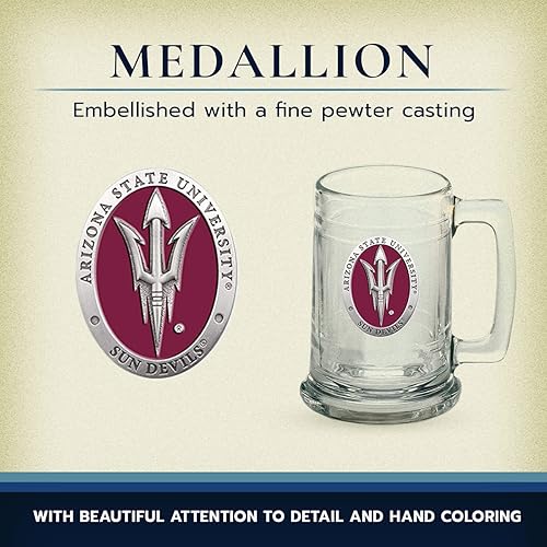 Miniatura 4 de Vaso de cerveza del estado de Arizona  Vaso de cerveza de estilo alemán de 15 onzas  Incrustación de metal Alma Mater de peltre intrincadamente