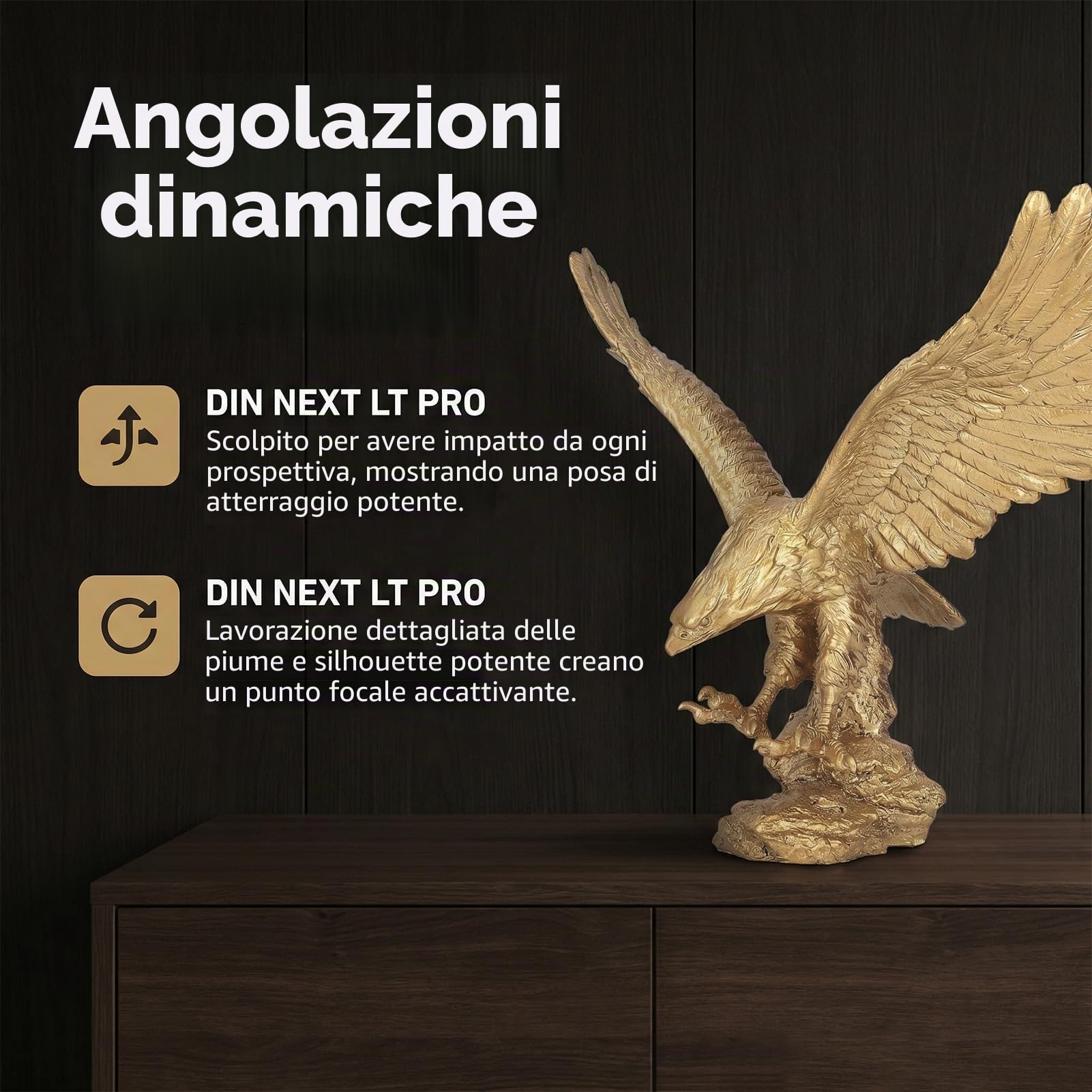 Aquila Reale Scultura Decorativa Grande Statua Aquila maestosa in Resina per Ufficio Casa Giardino Scrittoio Regalo di Lusso Decorazione d'Interni