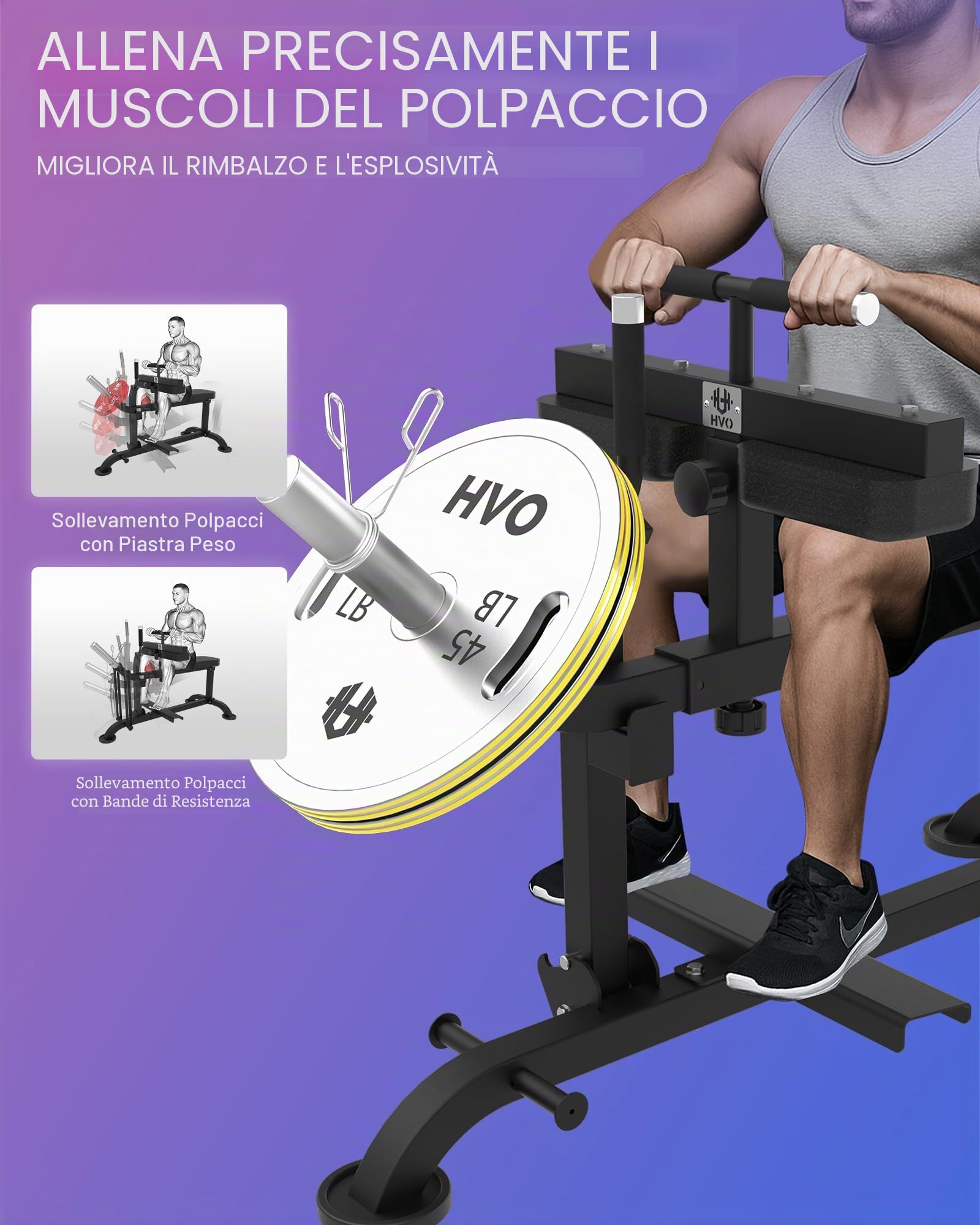 HVO Macchina per polpacci seduti: Attrezzo da allenamento per le gambe a casa in posizione seduta Seated Calf Raise Machine