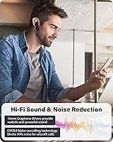 Vista 7 de Auricular Bluetooth - V5.0 Auricular inalámbrico manos libres con micrófono dual incorporado y cancelación de ruido, 10 días de espera y 16 horas