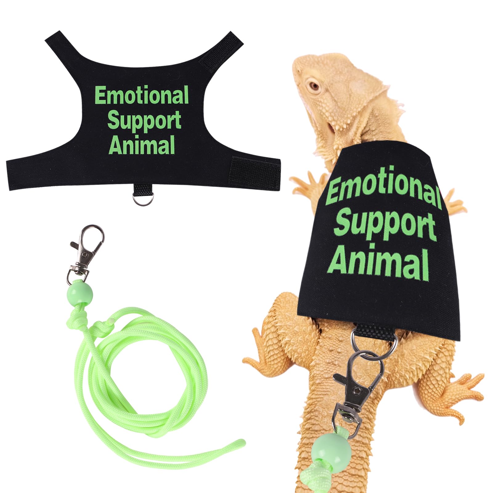 Bearded Dragon Harness and Leash Set Adjustable Reptile Lizard Leash Rope Vest Clothes Starter Kit Accessories for Small Animal Outdoor Walking Training