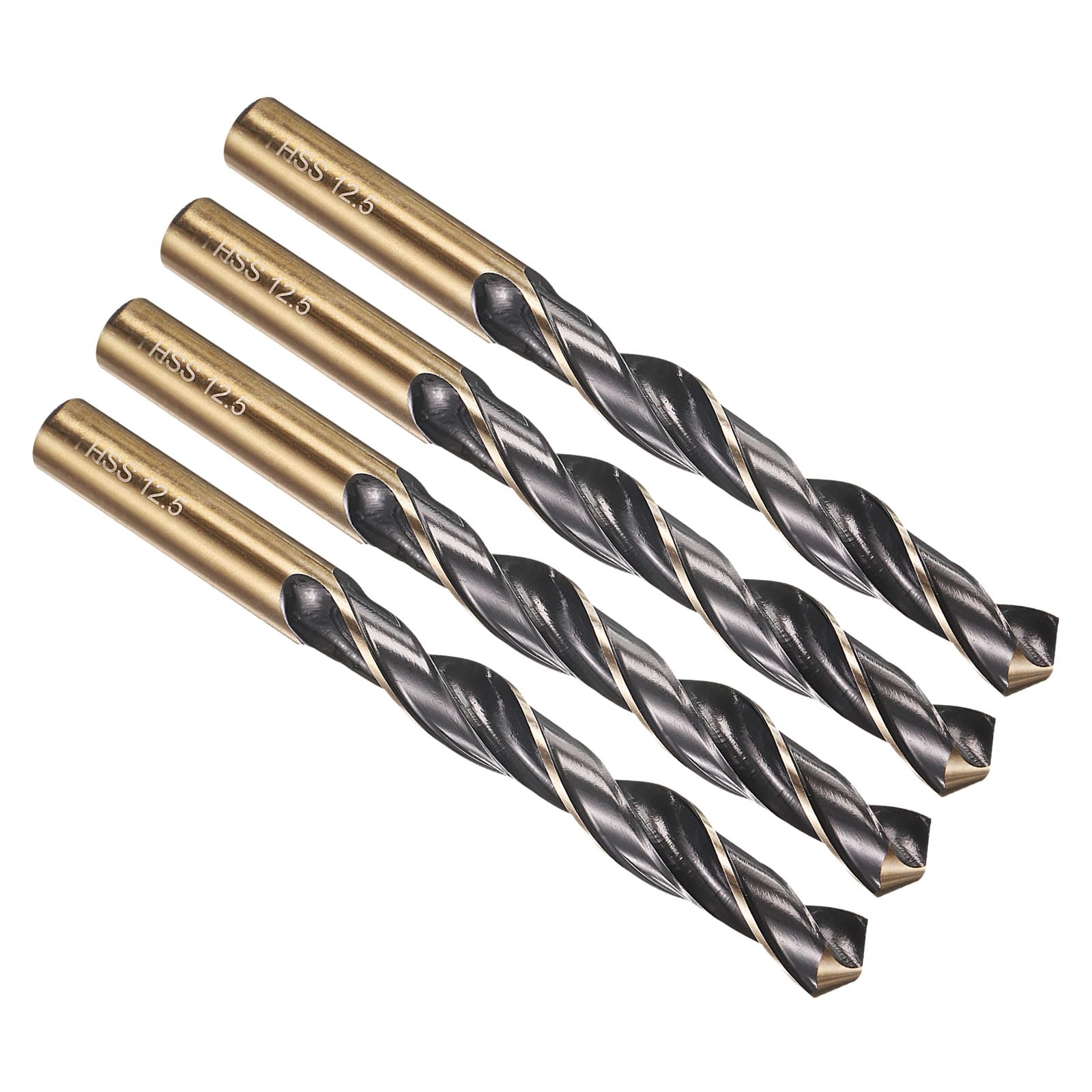PATIKIL 12.5mm Drill Bit, Jobber Straight Shank M2 High-Speed Steel 135° for Stainless Steel Hard Metal - 4 Pack — image 1