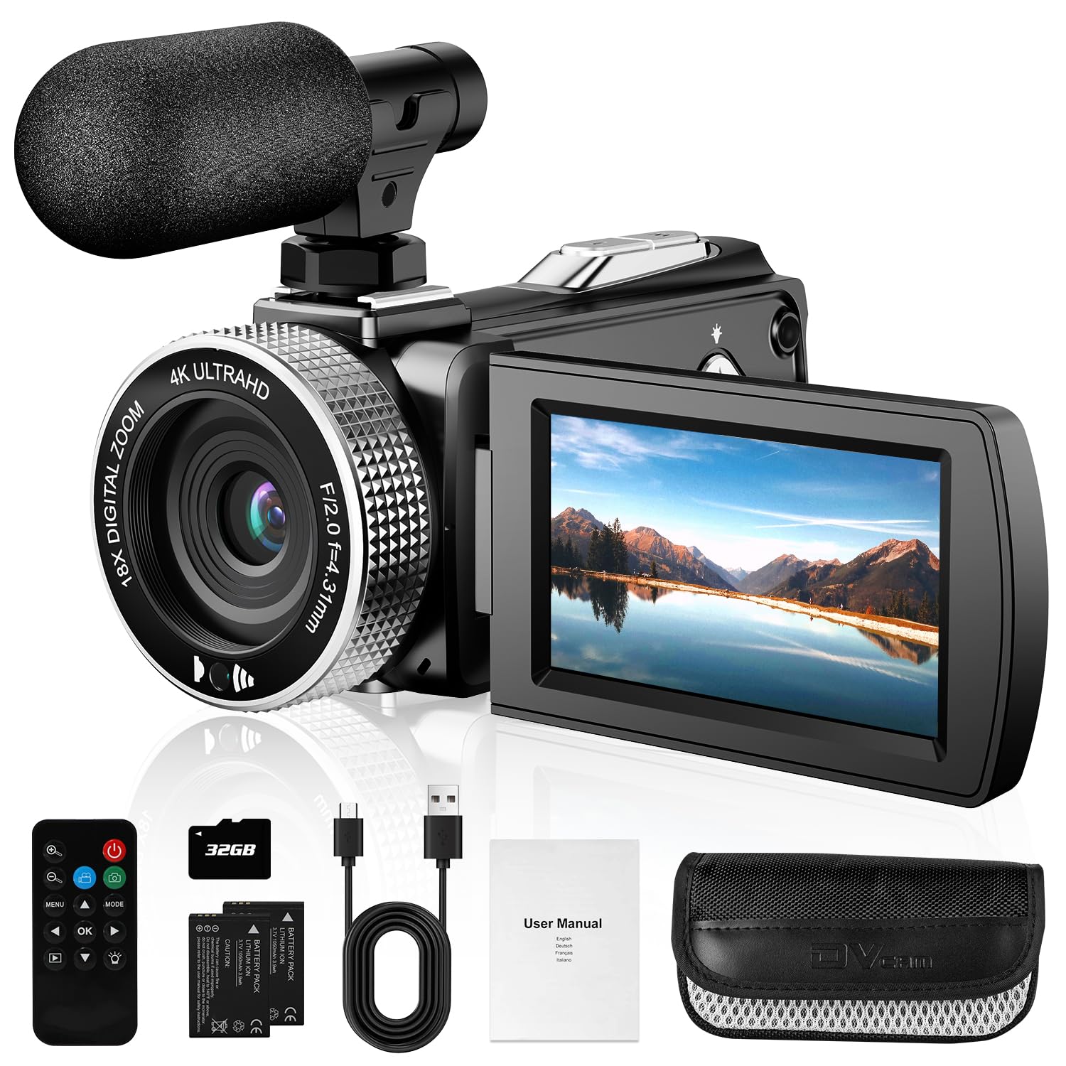 Vmotal Fotocamera Digitale 4K 48MP – Doppio Obiettivo Con Autofocus, Zoom 18x, WiFi E Scheda SD 32GB Inclusa, Perfetta Per Vlogging E YouTube