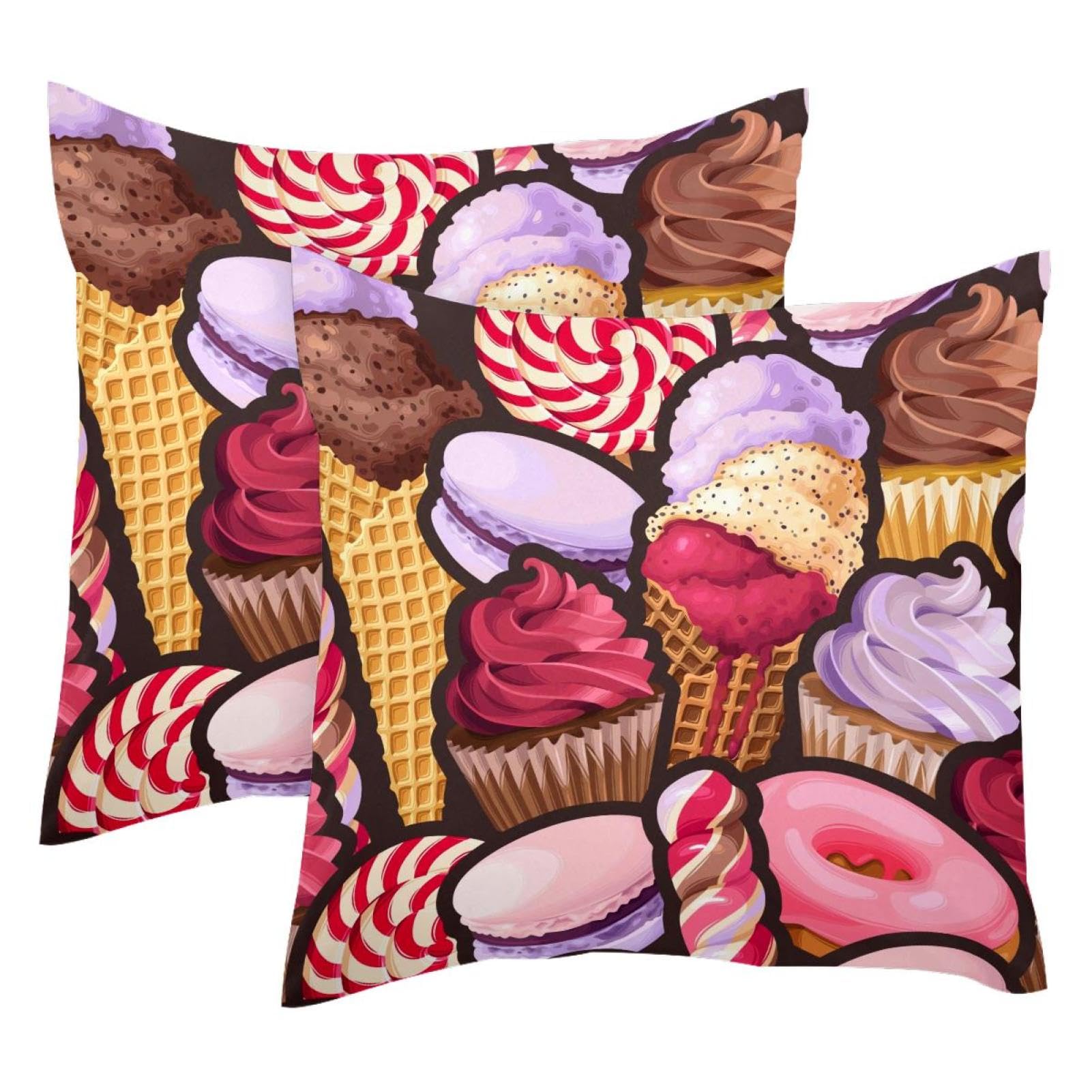 Housse de coussin en velours motif bonbons pour déco salon cocooning