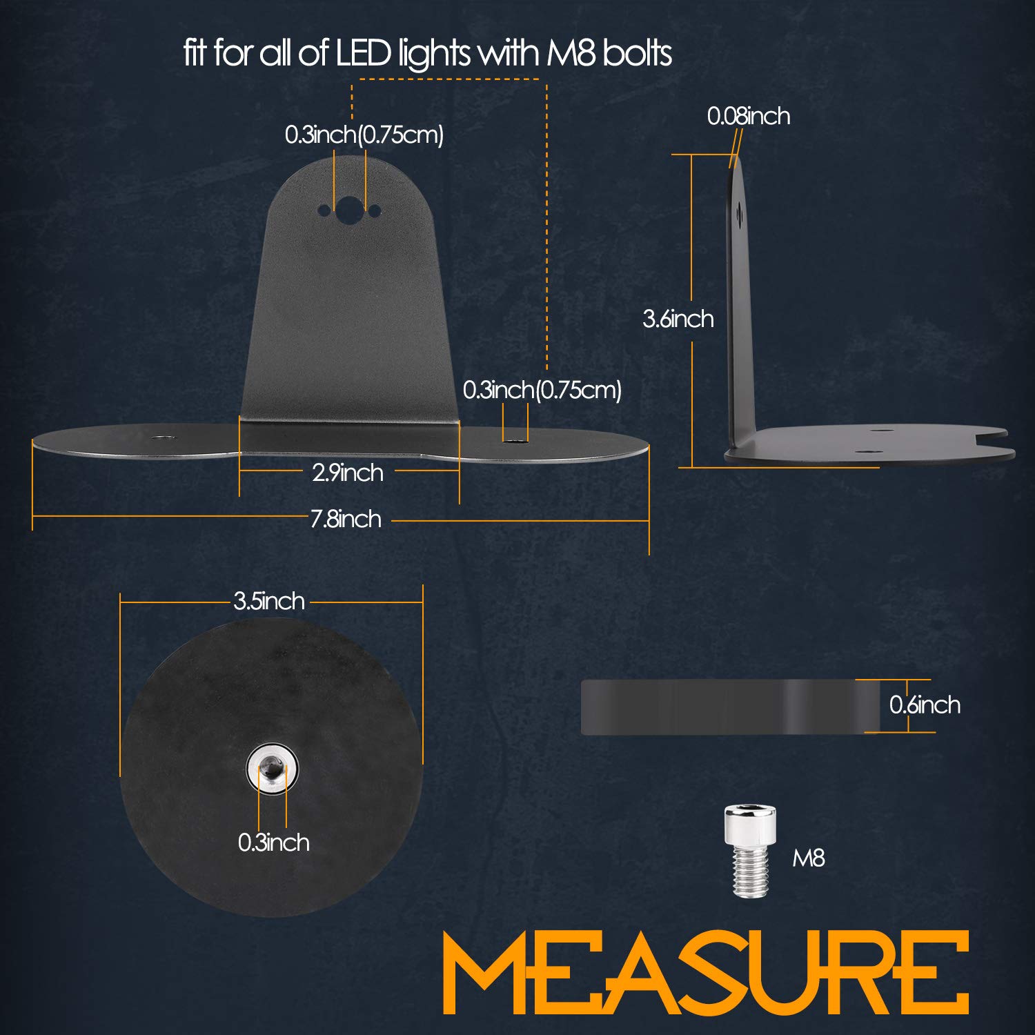 Base Mount Brackets, Nirider 2PCS Universal Light Bar Mounting