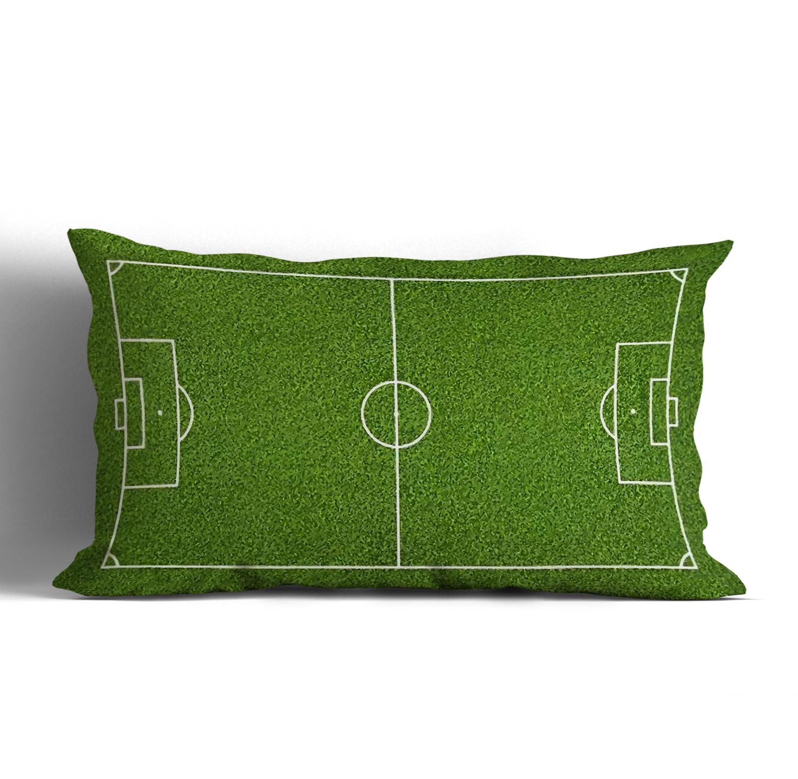 huester Green Soccer Field Pillow Cover 12x20, Soccer Room Themed Gifts Green Pillow Case Bedroom Decor for Boys, Socce Lover Gifts Reversible Pillow