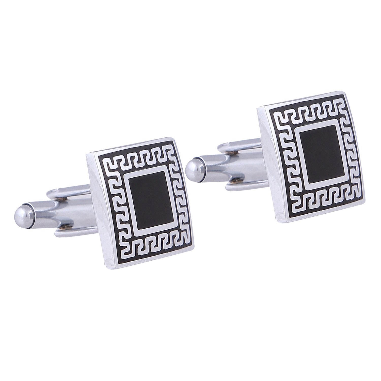 tripin Cufflinks for Men Silver Black Square for Office Corporate Party French Cuff Shirts Shirt Suit Blazer in A Gift Box TNAPZSIL84-picture-49
