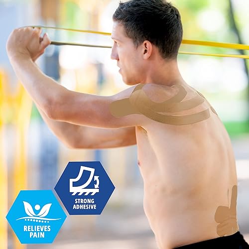 Miniatura 5 de MED PRIDE Cinta de kinesiología para aliviar el dolor muscular y apoyo, sin látex, sin cortar, 2 pulgadas x 16.4 pies, cinta deportiva terapéutica