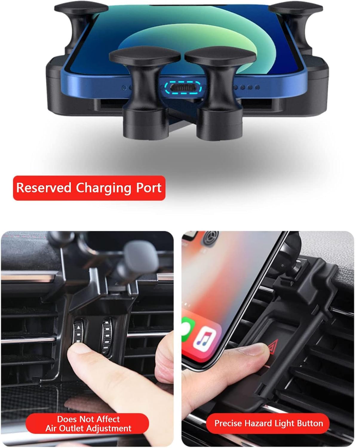 Car Phone Holder for KIA K4 2014-2017, 360° Adjustable Sturdy Car Phone Mount, Drop-Resistant Stabilization Quick Install Car Cell Phone Cradle,C Red