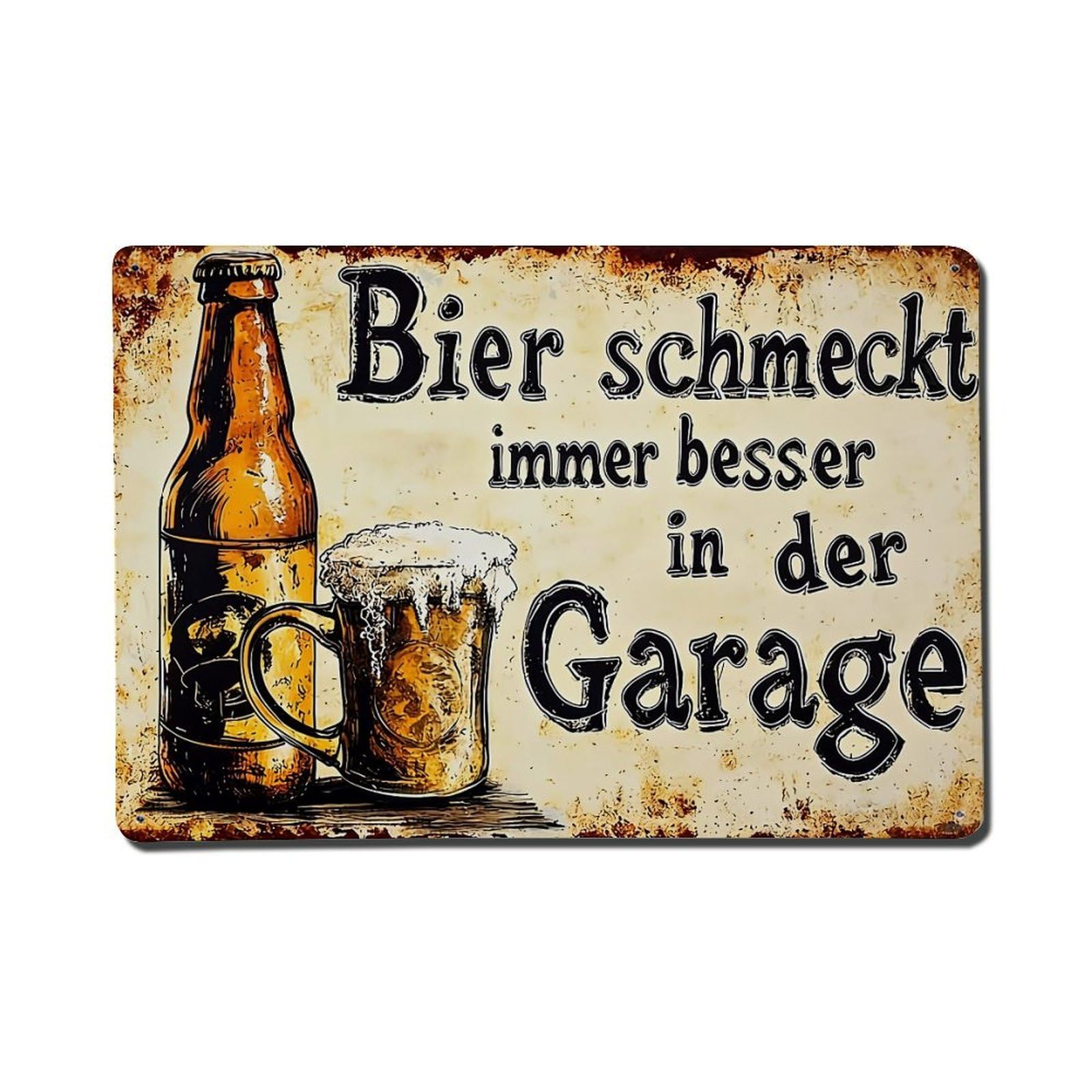 Bier Schmeckt Immer Besser In Der Garage Vintage Tin Sign Retro Metal Wall Decor Metal Poster, Home Bar Garage Farmhouse Cafe Wall Art Decoration 8x12Inches