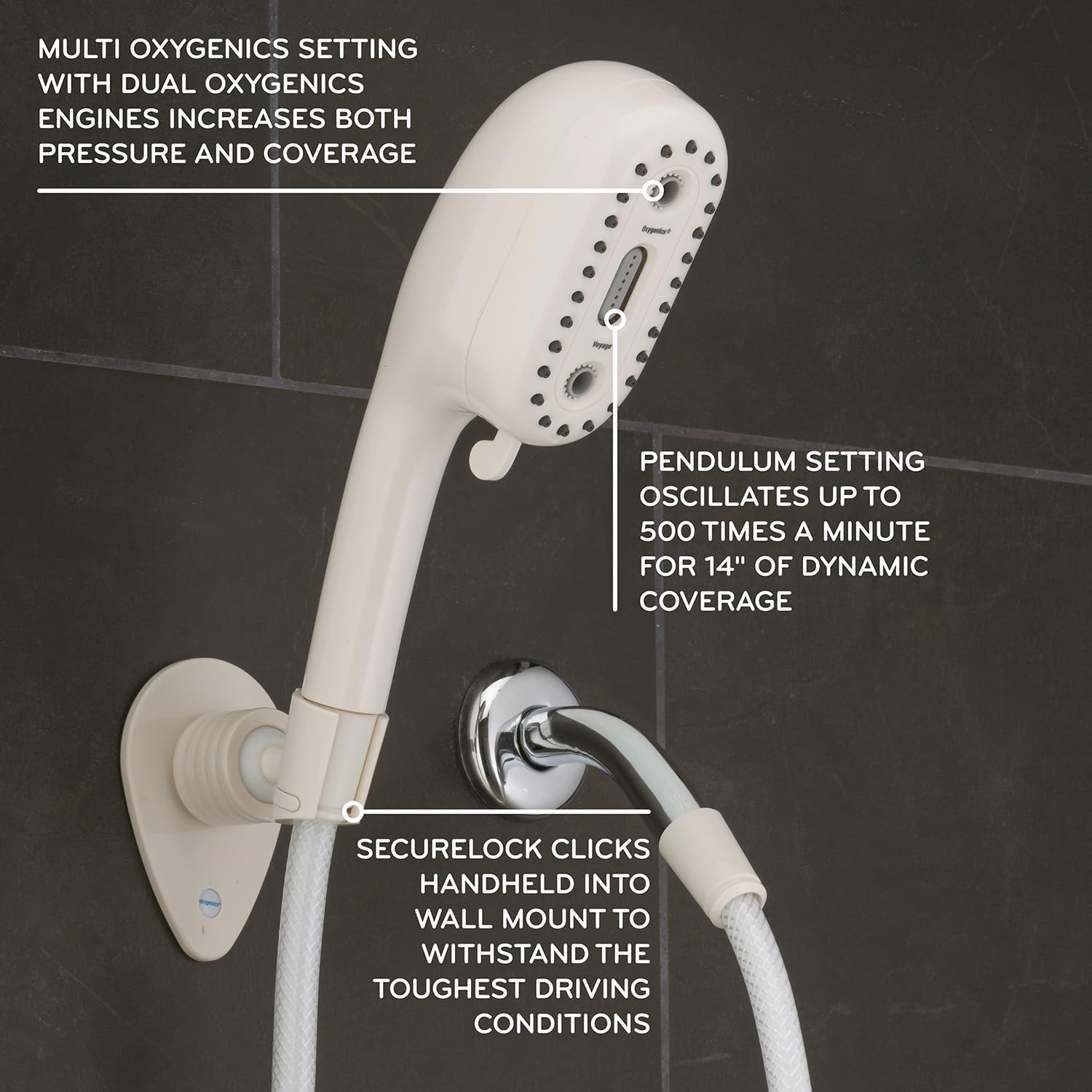Oxygenics Voyage RV 4-Setting White Handheld Shower Head