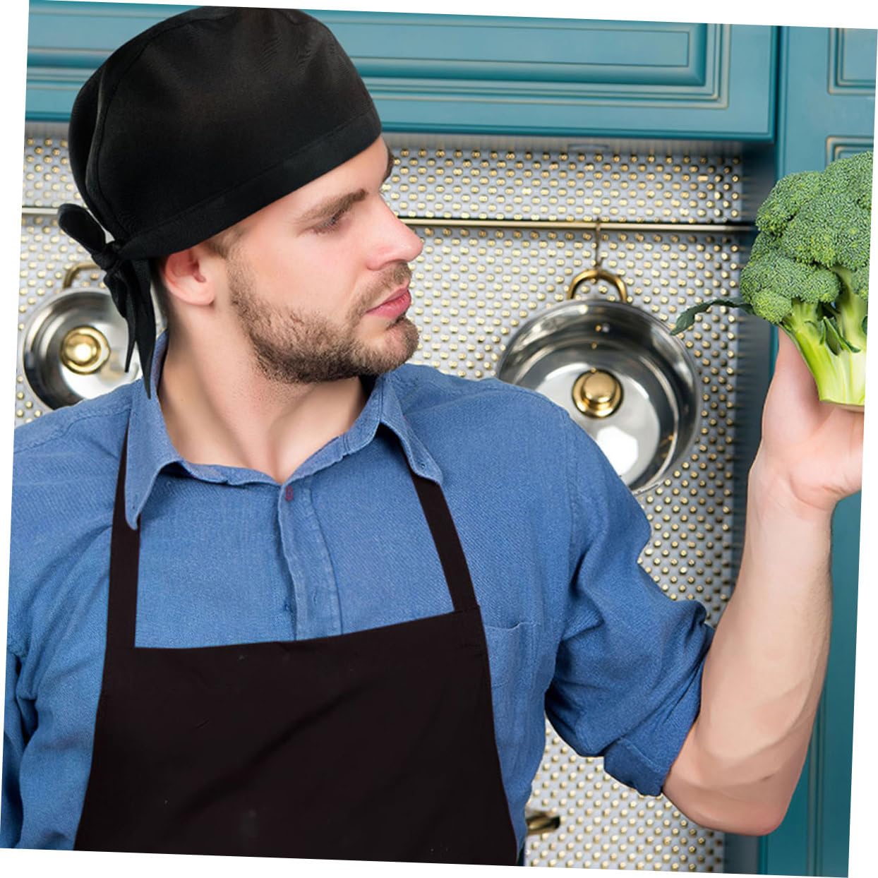 Gorro de Chef de Cocina Negro 10 Piezas de Algodón