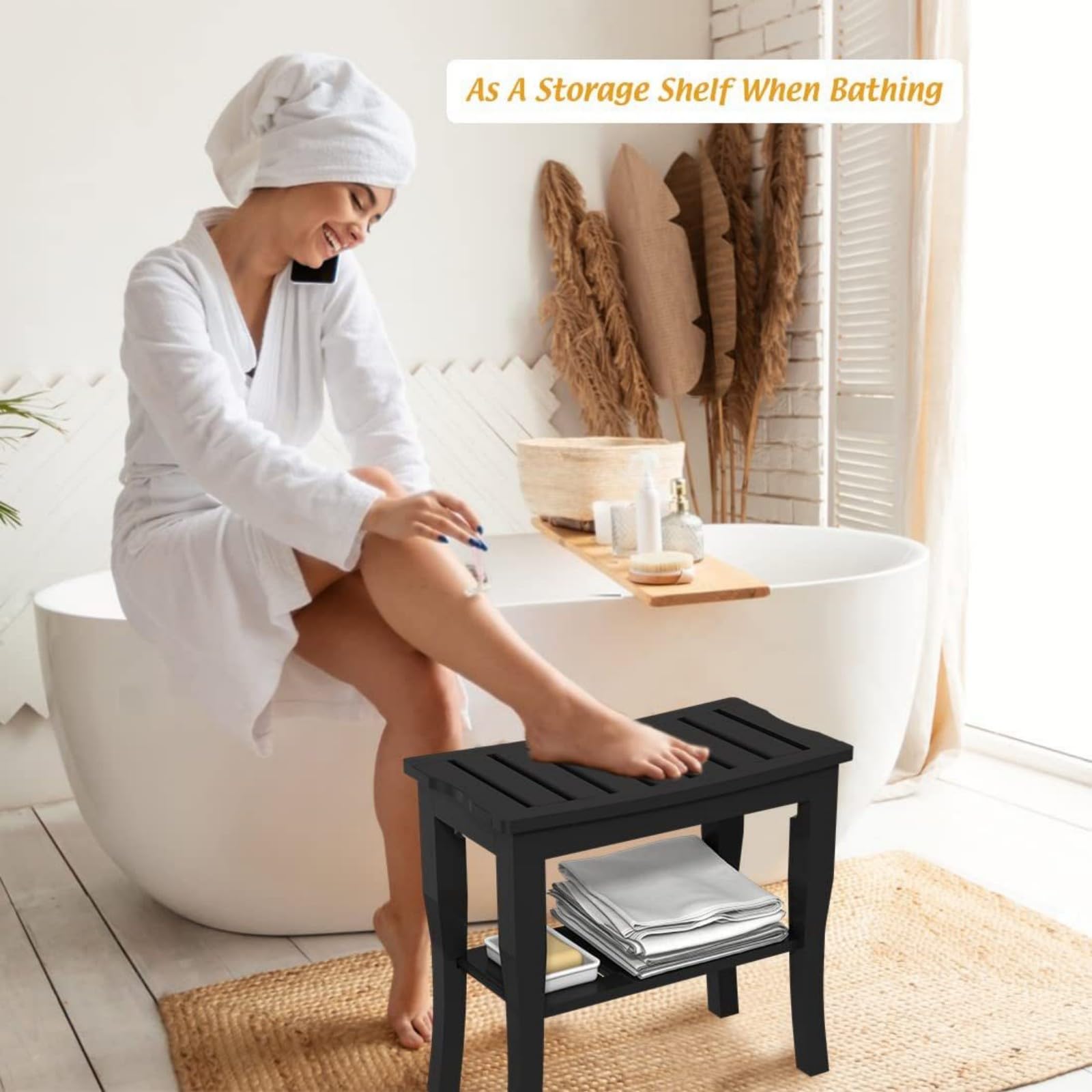 Sgabello Doccia Panca Per Doccia In Teak, Sgabello Da Bagno