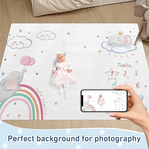 Miniatura 10 de Manta de hitos para bebé con nombre personalizado, manta mensual de hitos para bebé con doble cara para niños y niñas, accesorios de fotografía de