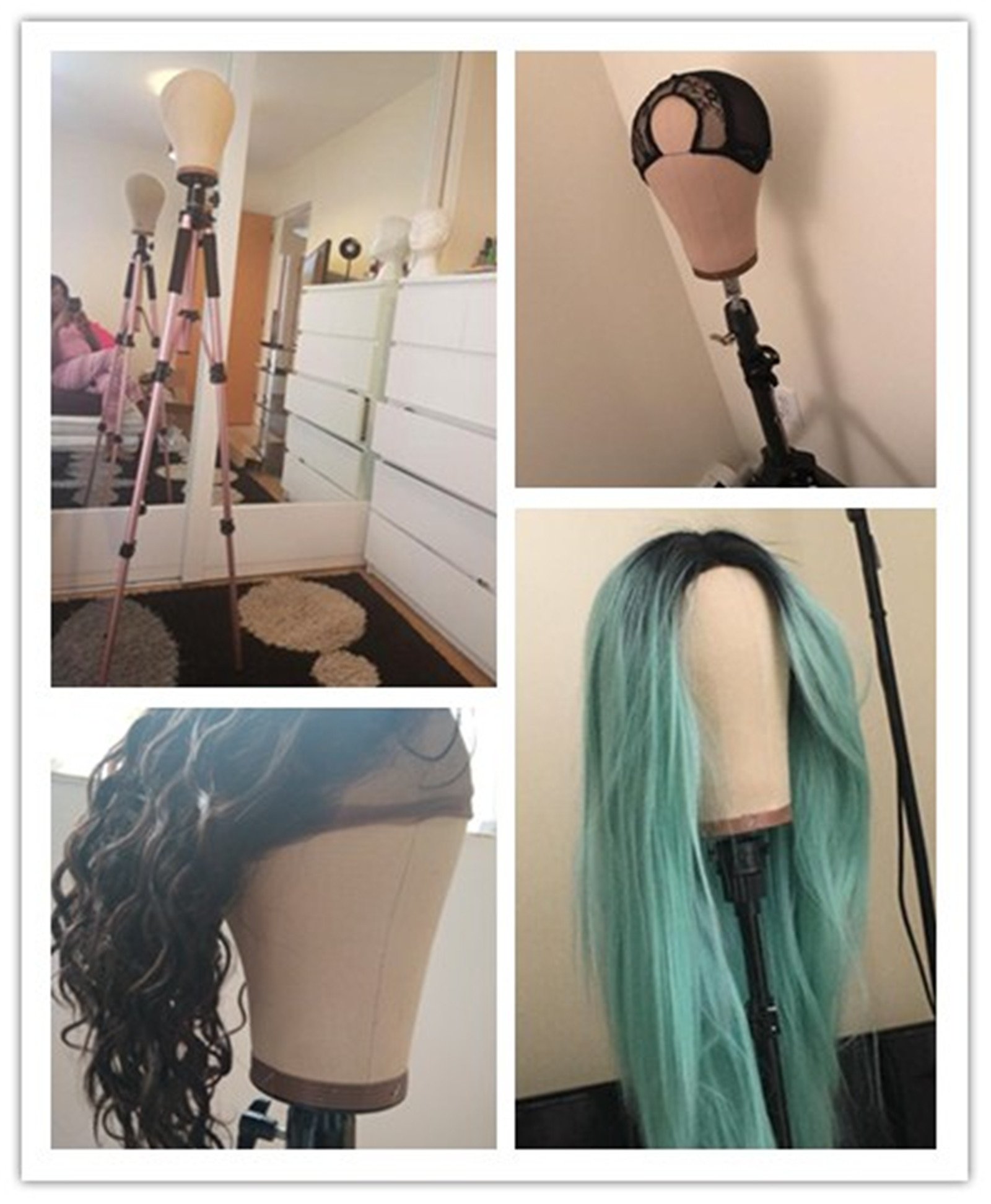 Cabezal de lona de corcho Exhibición peluca Cabeza de maniquí Peluca haciendo cabeza Con orificio de montaje mannequin Wig Making Head （56cm/22In）