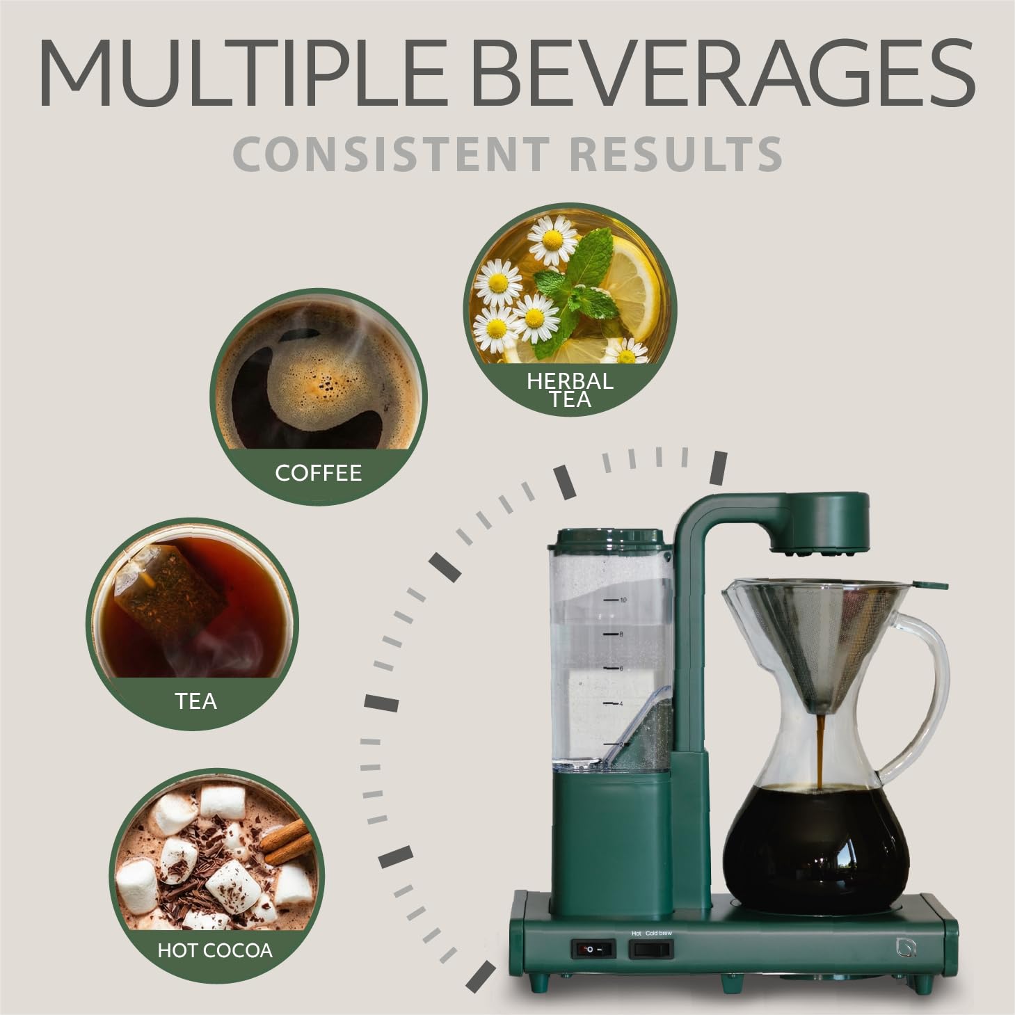 WILLOW 10 Cup Drip Coffee Maker, Automatic Pour Over Coffee Maker with Glass Carafe and Auto Shut-Off Feature, Suitable for Hot & Iced Coffee, ECO Coffee Machine made with 99% PC Recycled Plastics