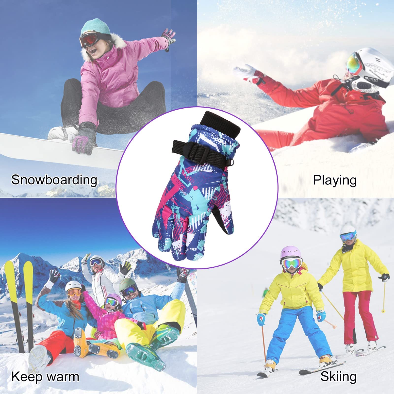 Leeelyan Gants De Ski Enfant 3-6 Ans - Imperméables, Chauds Et Antidérapants - Bleu - Ski, Neige, Jeu