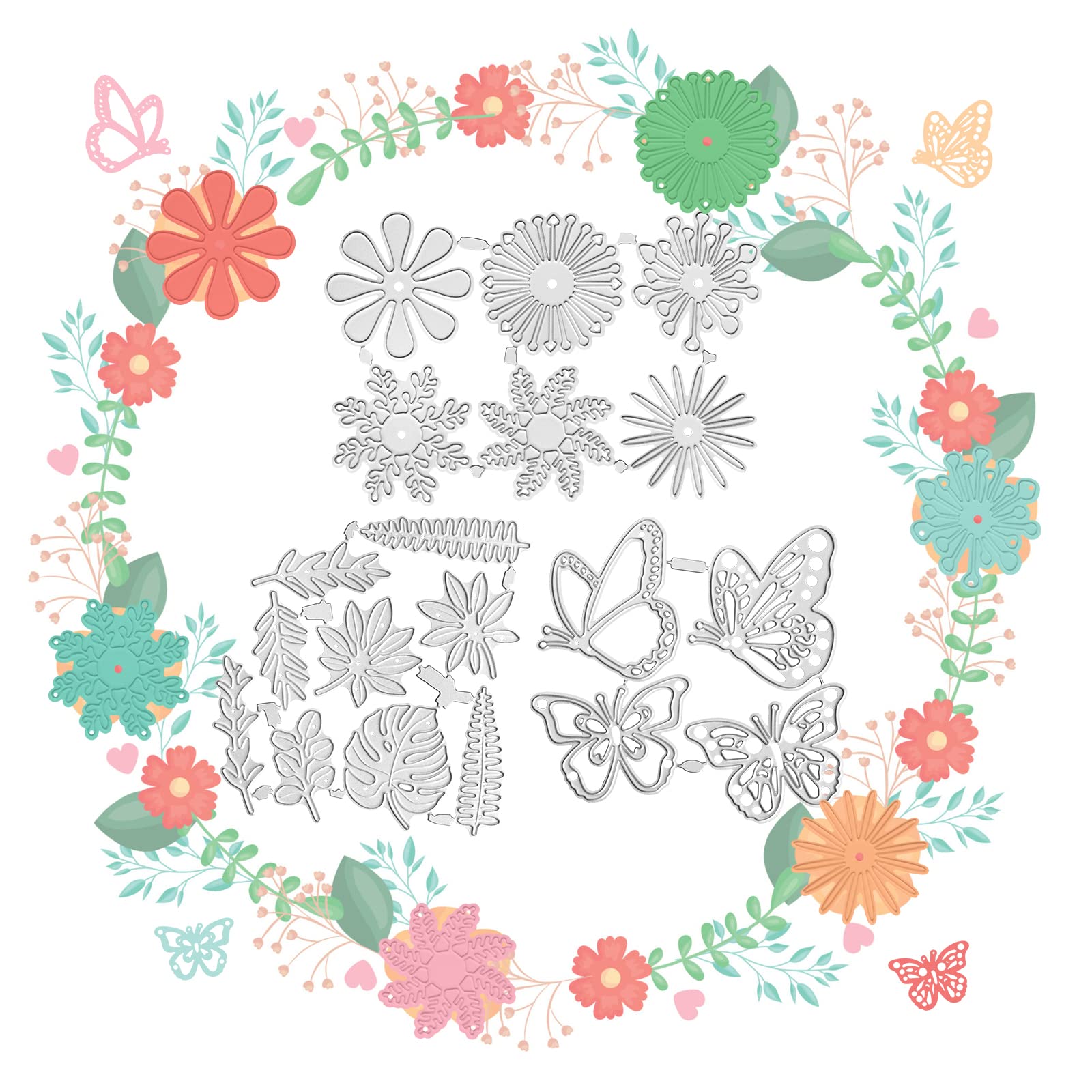 Ruicaifu 19pcs Troqueles Scrapbooking,Troqueles Flores Troqueles Scrapbooking Troqueles para Manualidades Troqueles para Hacer Tarjetas Troqueles de Metal Plantillas