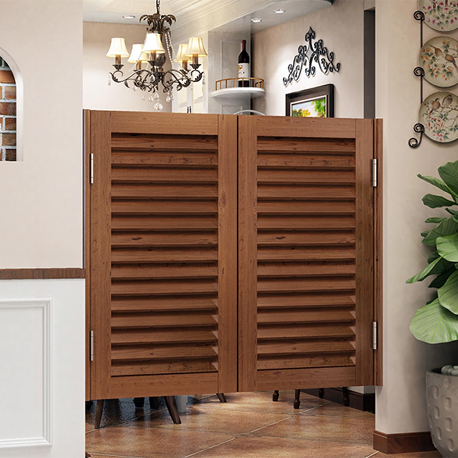 Porta a battente per salone, porta divisoria in legno massello con chiusura automatica, cerniere in acciaio inossidabile, ideale per bar o cucina, 50 x 80 cm (larghezza x altezza)