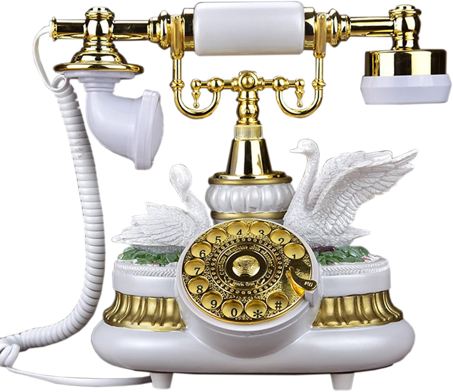 Antique Phones Creative Retro European Old Fashioned Phones Handmade Office Phones Antique Fixed Lines Household Fixed (White b) (White. b)