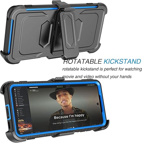 Vista 9 de Tekcoo Funda para Moto Edge 5G UW/Motorola Moto Edge 2021 con clip de funda, [Tshell] [Pantalla incorporada] [Cinturón de bloqueo con función atril]