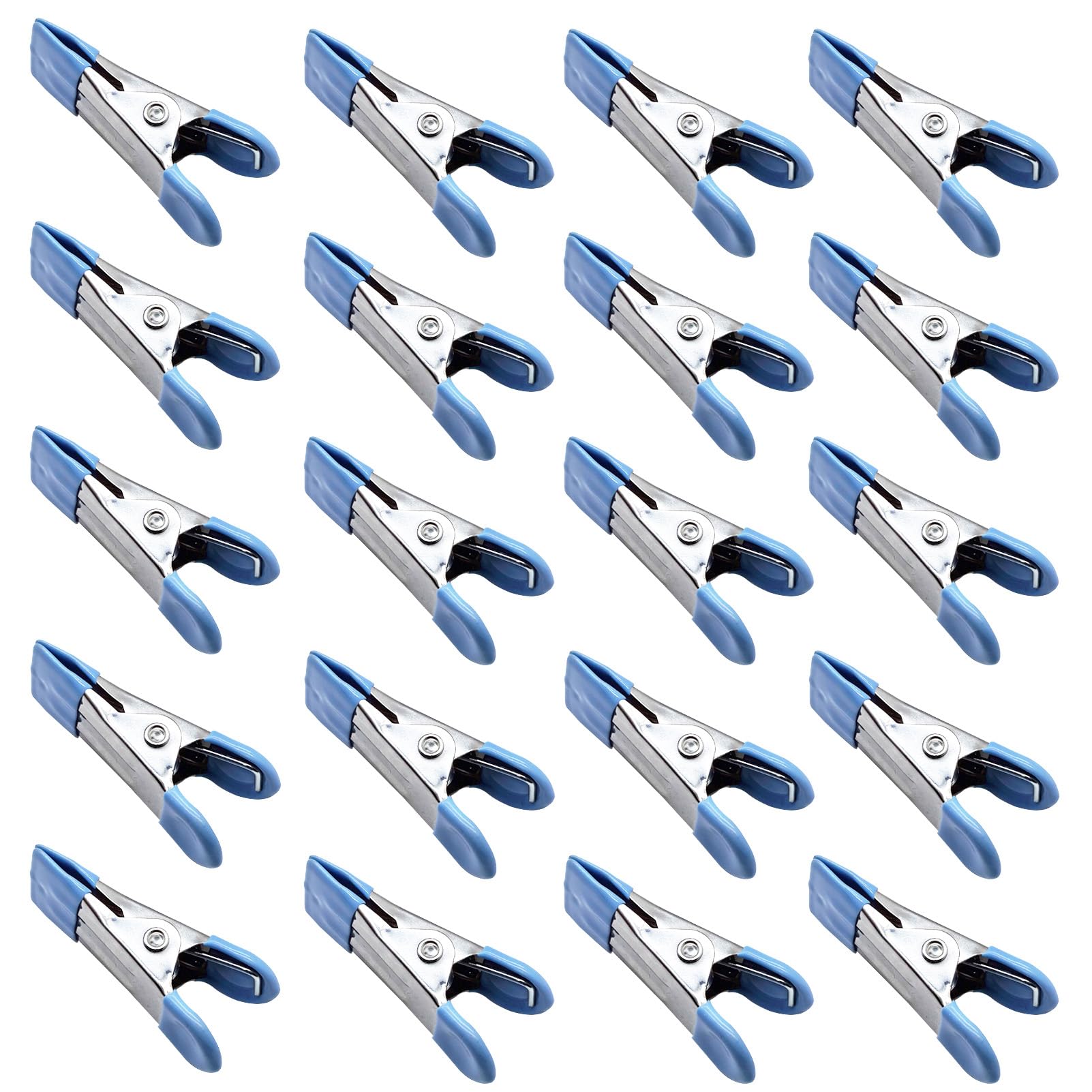 20pcs 2" Inch long Metal Spring Clips Clamps -Lot of 20-wholesale Bulk-PVC Dipped (Blue, 2inch)