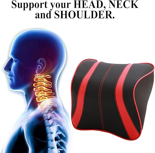 Miniatura 2 de Almohada de coche con asiento de espuma viscoelástica, soporte para cabeza y cuello, cojín para reposacabezas automático, silla de viaje para el