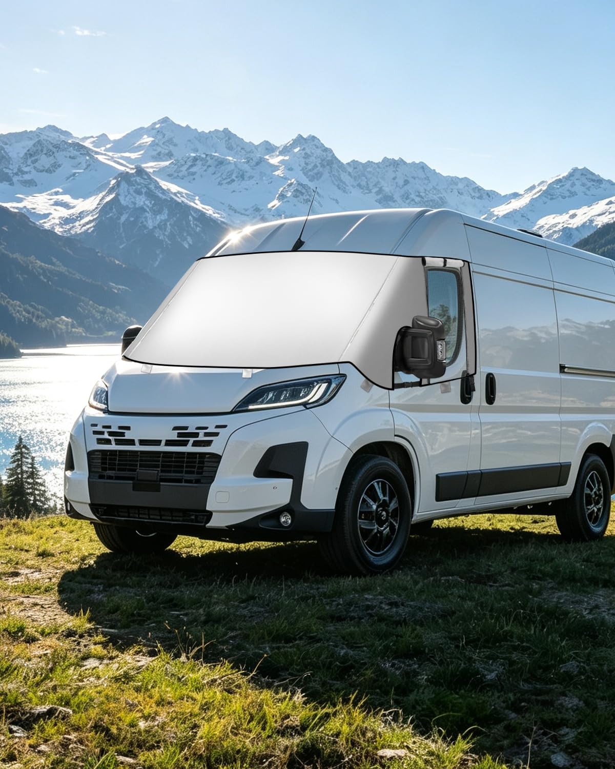 Ducato Telo Copri Parabrezza con Cerniera e Zanzariera | Parasole per Parabrezza, Copertura Termoprotettiva, Compatibile con P-eugeot Boxer C-itroen Relay X250/290