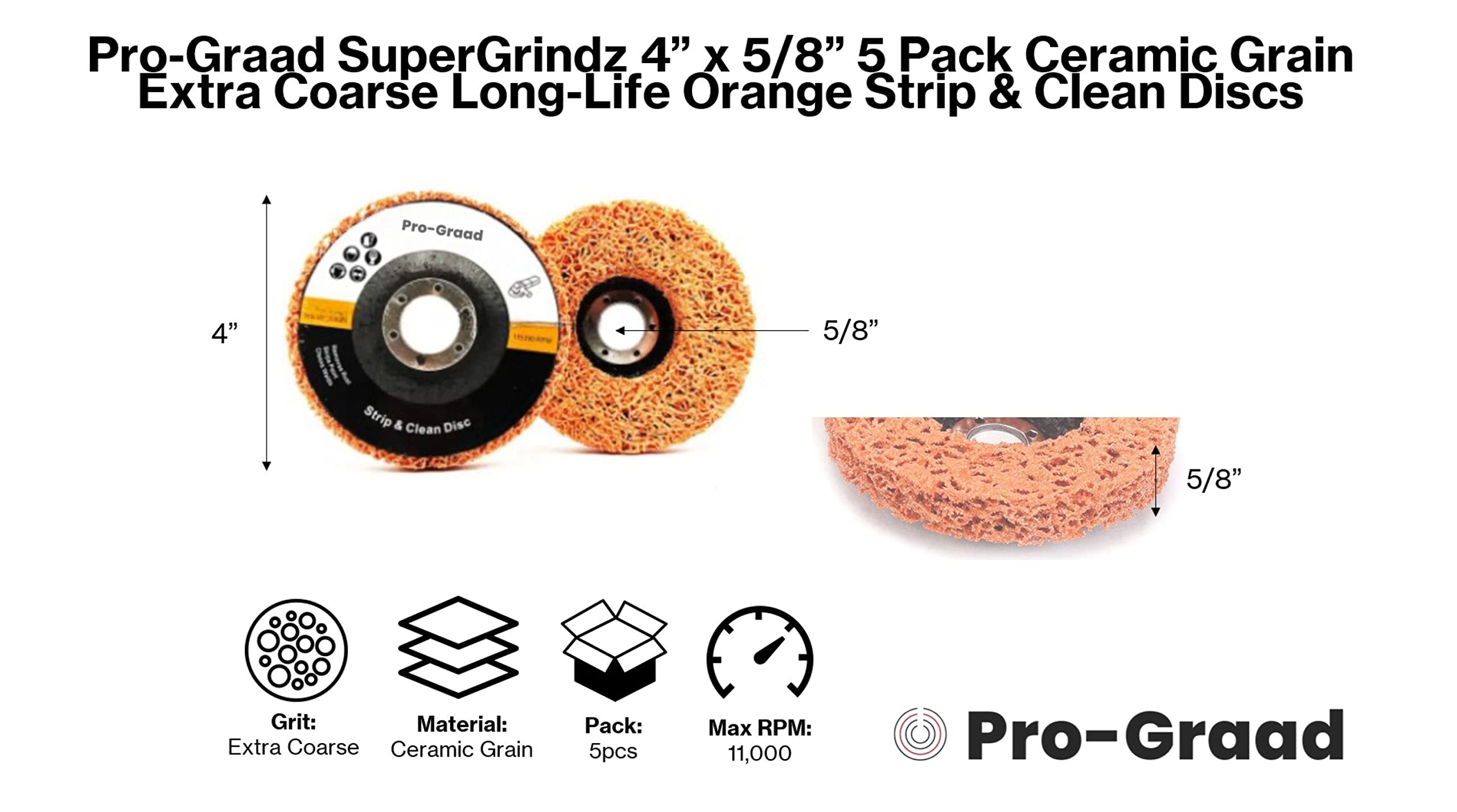 Pro-Graad SuperGrindz Ceramic Grain Extra Coarse Long-Life Strip Discs