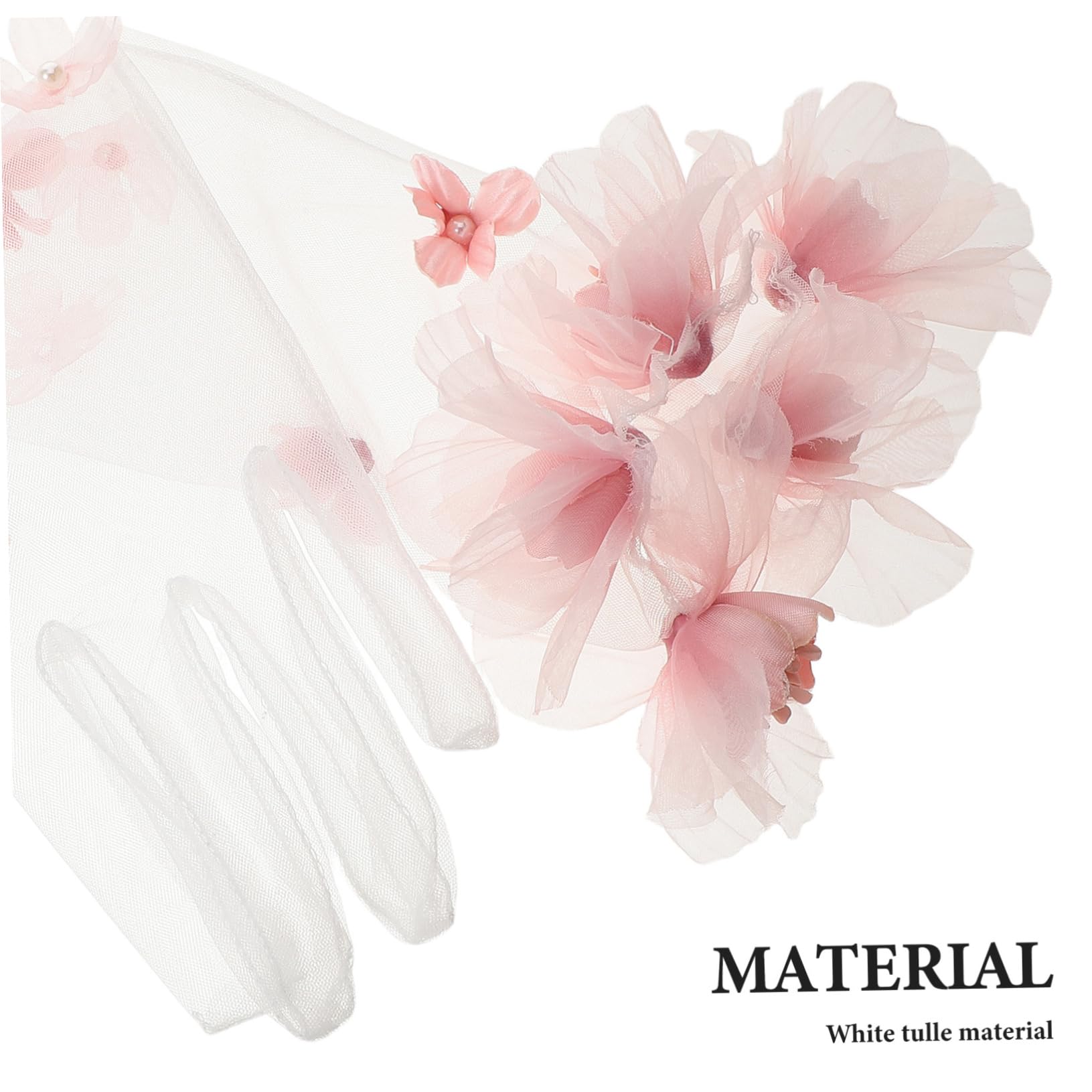 Gatuida Guantes de Novia de Tul Rosa, Largos y Ligeros, Transpirables y Cómodos para Boda o Fiesta de Té,