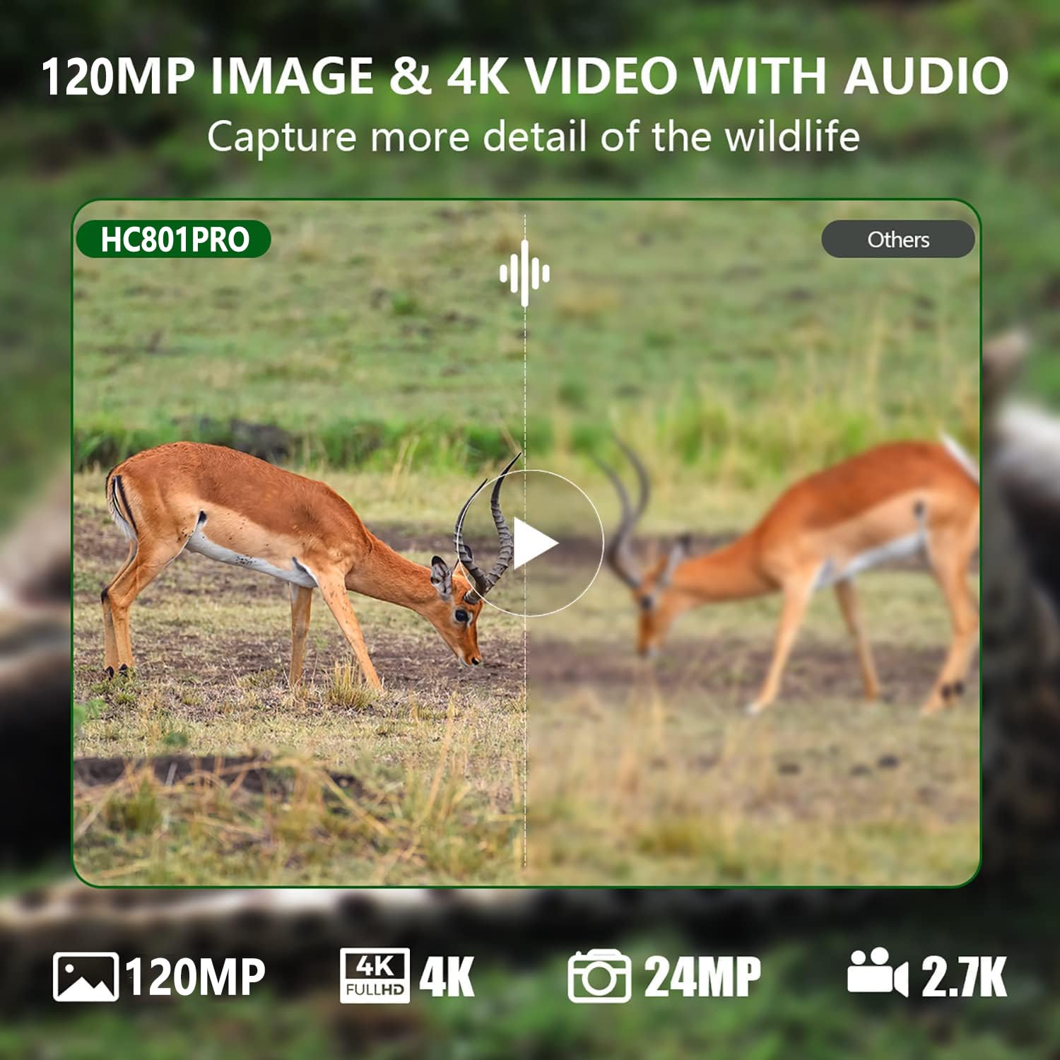 VanBang Camara Fototrampeo 4G con App, 4K 120MP Camara Caza con SIM para Teléfono Enviar Fotos, Cámara de Caza Nocturna, Movimiento Activado, Impermeable Cámara Fototrampeo infrarroja 850 NM IR LED