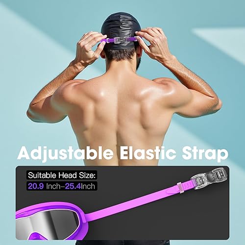 Miniatura 7 de LOEO Gafas de natación para adultos, paquete de 2 gafas de natación de visión amplia para hombres, mujeres, jóvenes y adolescentes, gafas de