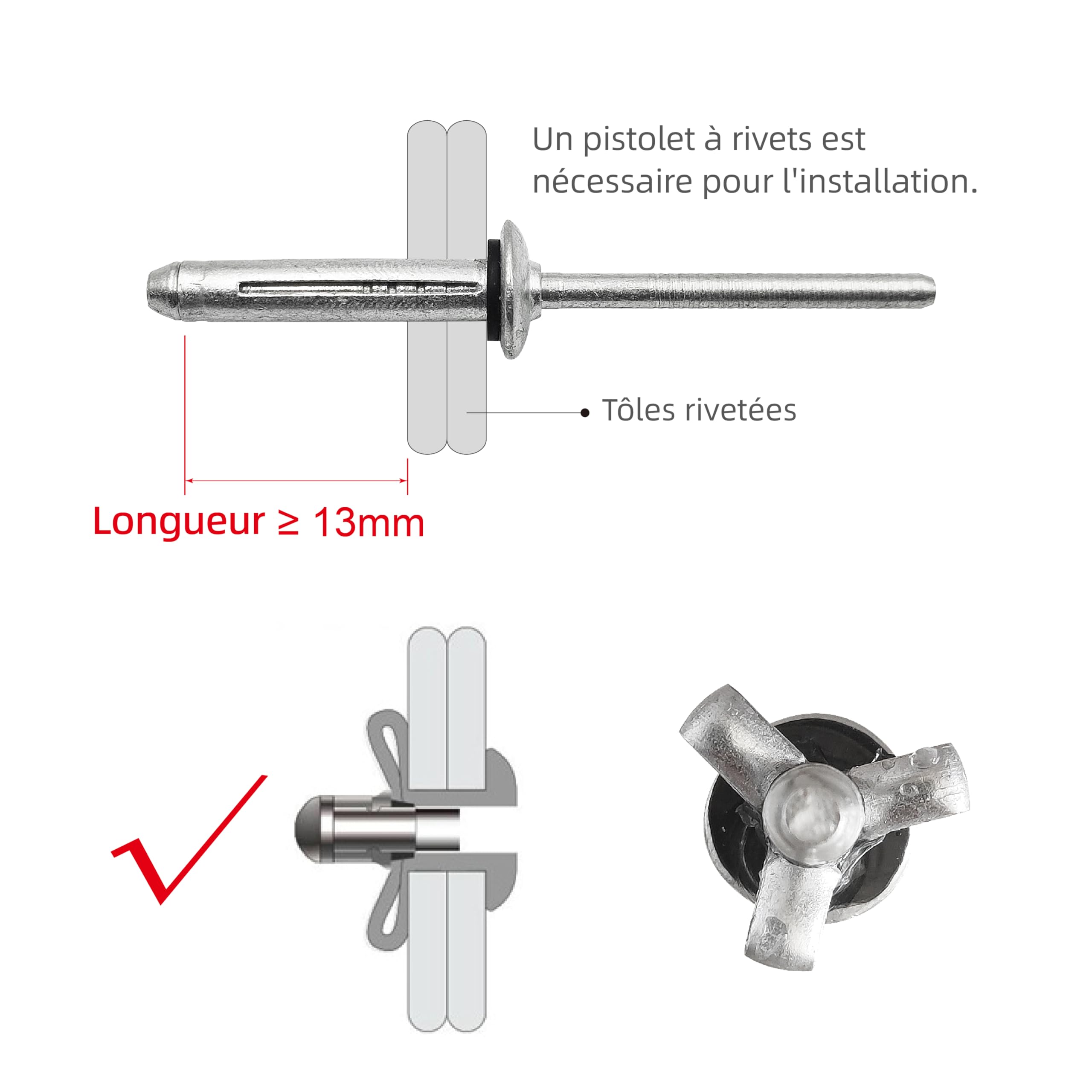 3x20 Pièces Tri Ampoule Kayak Tri Grip Rivet Joints Toriques