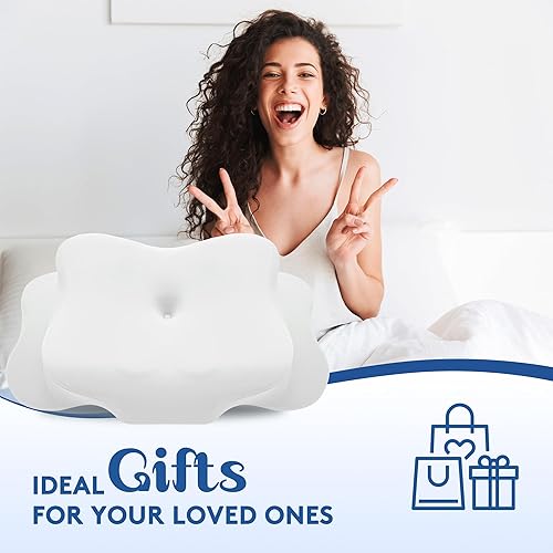 Miniatura 6 de Almohada cervical para aliviar el dolor de cuello, almohadas de espuma viscoelástica de contorno refrescante, soporte ergonómico sin olor, almohada