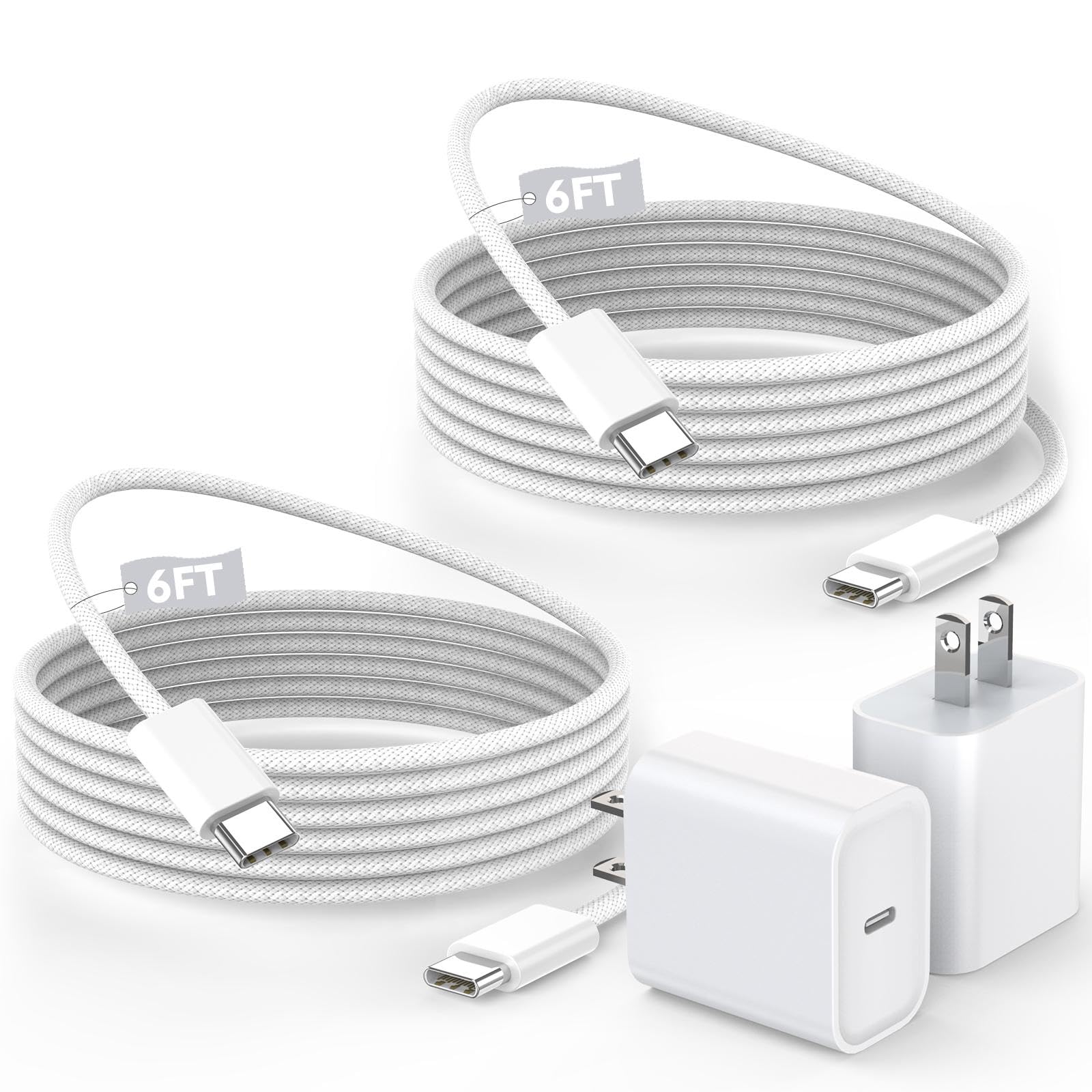 iPhone 17 Air Fast Charger 2Pack 20W Quick USB C iPad Charger Block Apapter Long 6FT USBC to