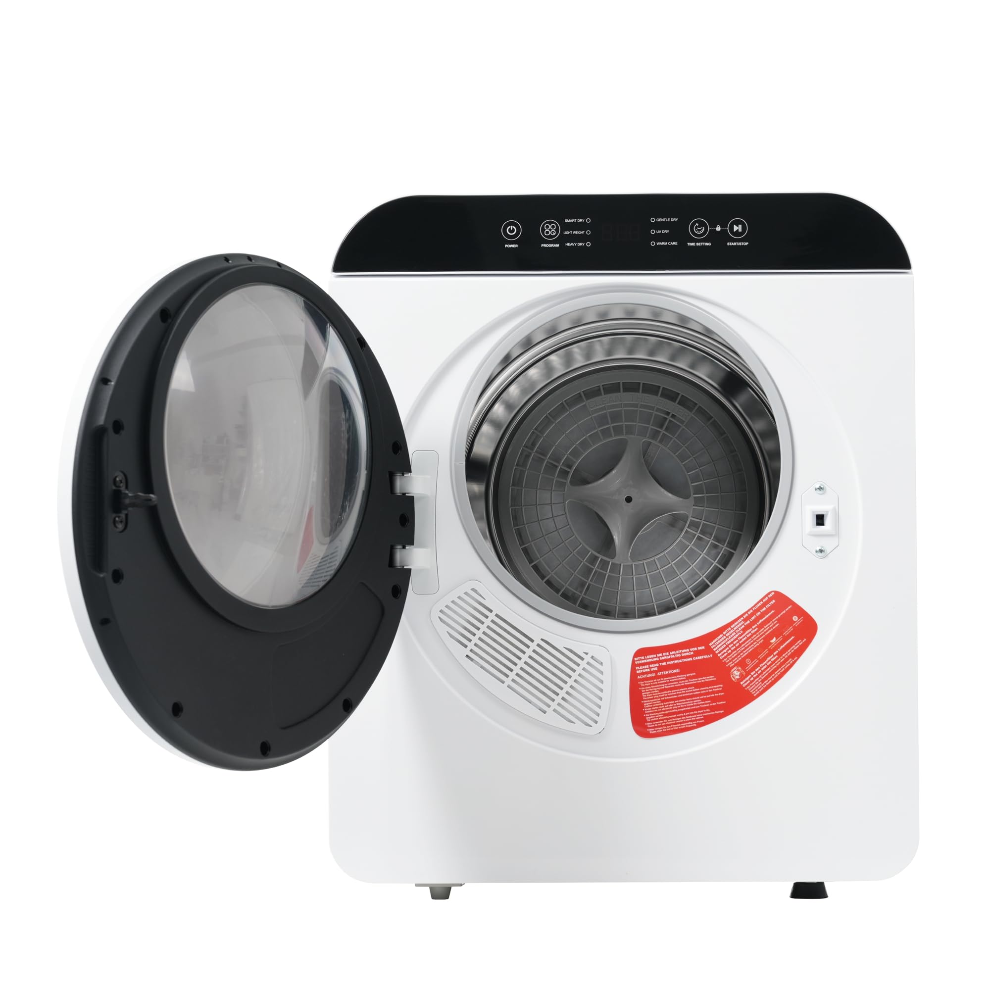 Secadora de Evacuación 4,5 kg con 6 Programas, Carga Frontal Secadora de Ropa 830 W, Montable en la Pared Secadora de Ropa con Tambor Inox, para Piso, Casa, Mobil Home, 59x49x43,5 cm, Blanco