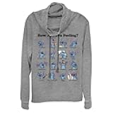 Women's Lilo & Stitch How Are You Feeling Long Sleeve Cowl Neck Pullover - Funny FashionGray Heather Sweatshirt Gift