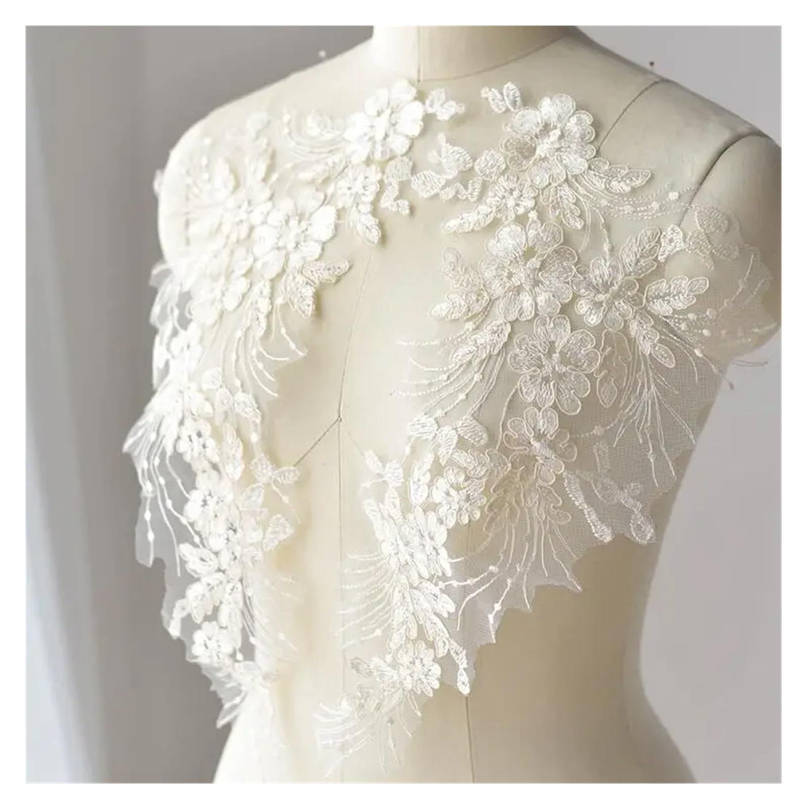 Garniture en dentelle 3D haute couture accessoires de robe blanc cassé