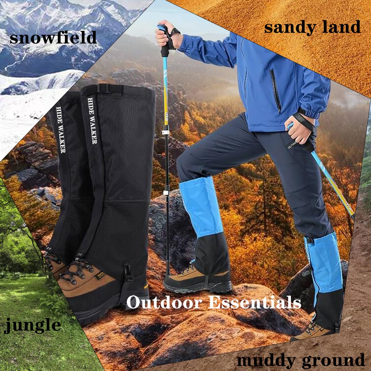 Ghette Impermeabili Trekking per Donne e Uomini Coprigambe da Gamba Traspiranti da Neve per Esterno Camminata Arrampicata Aaccia Campeggio Escursionismo